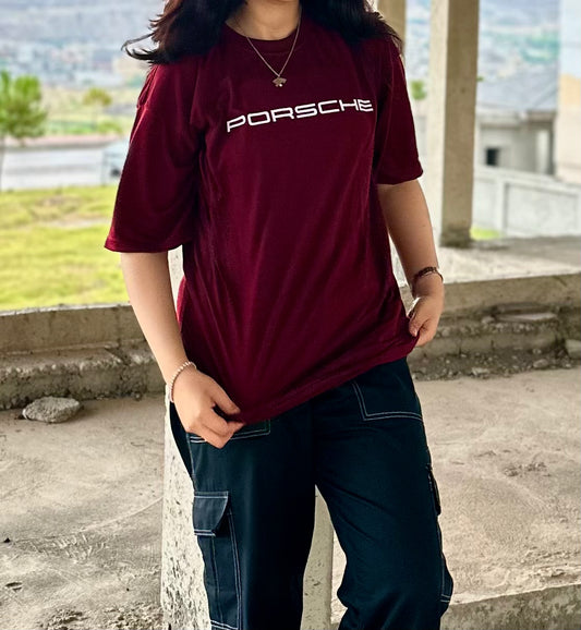 NEED MONEY FOR PORSCHE (MAROON) - OVERSIZED