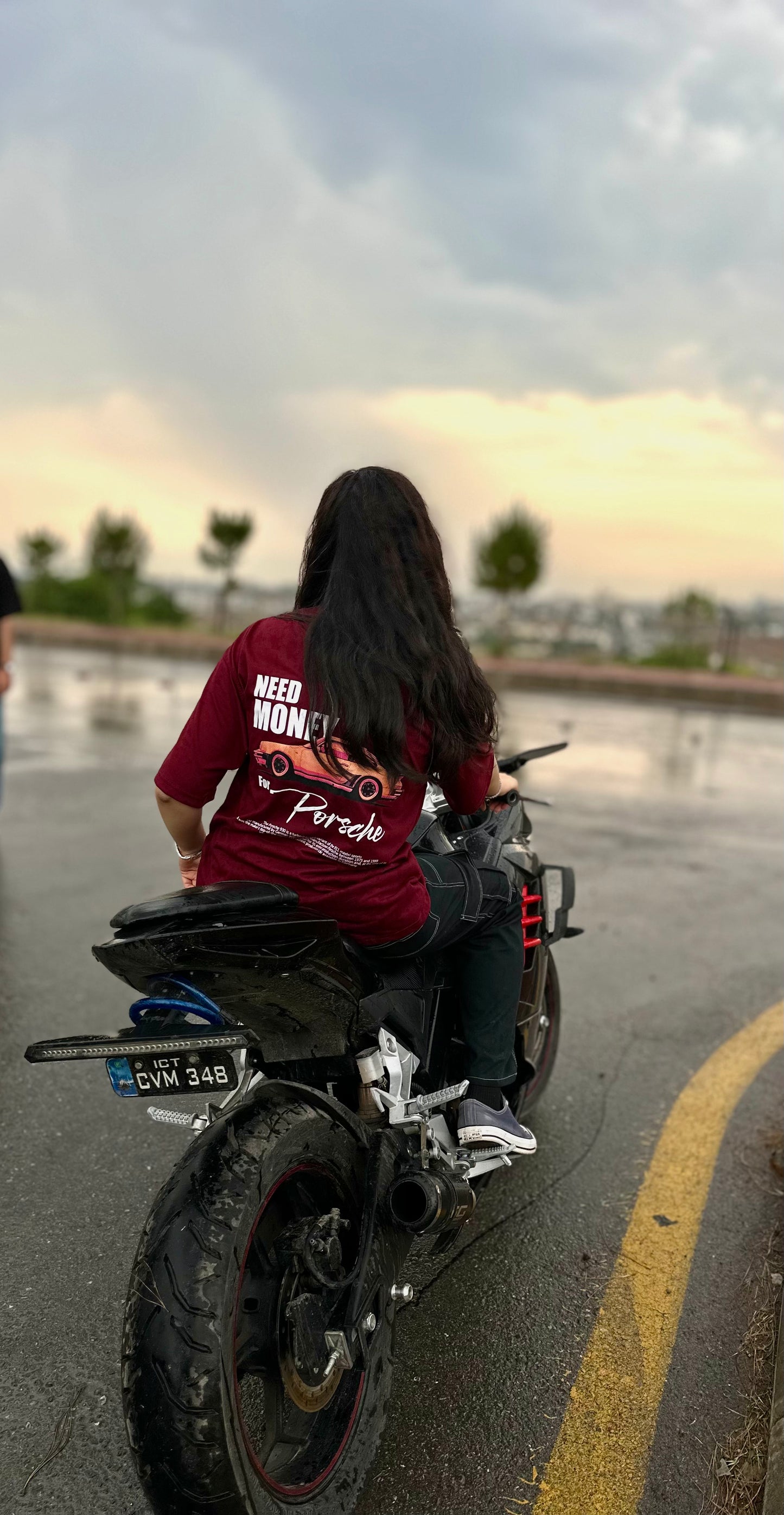 NEED MONEY FOR PORSCHE (MAROON) - OVERSIZED