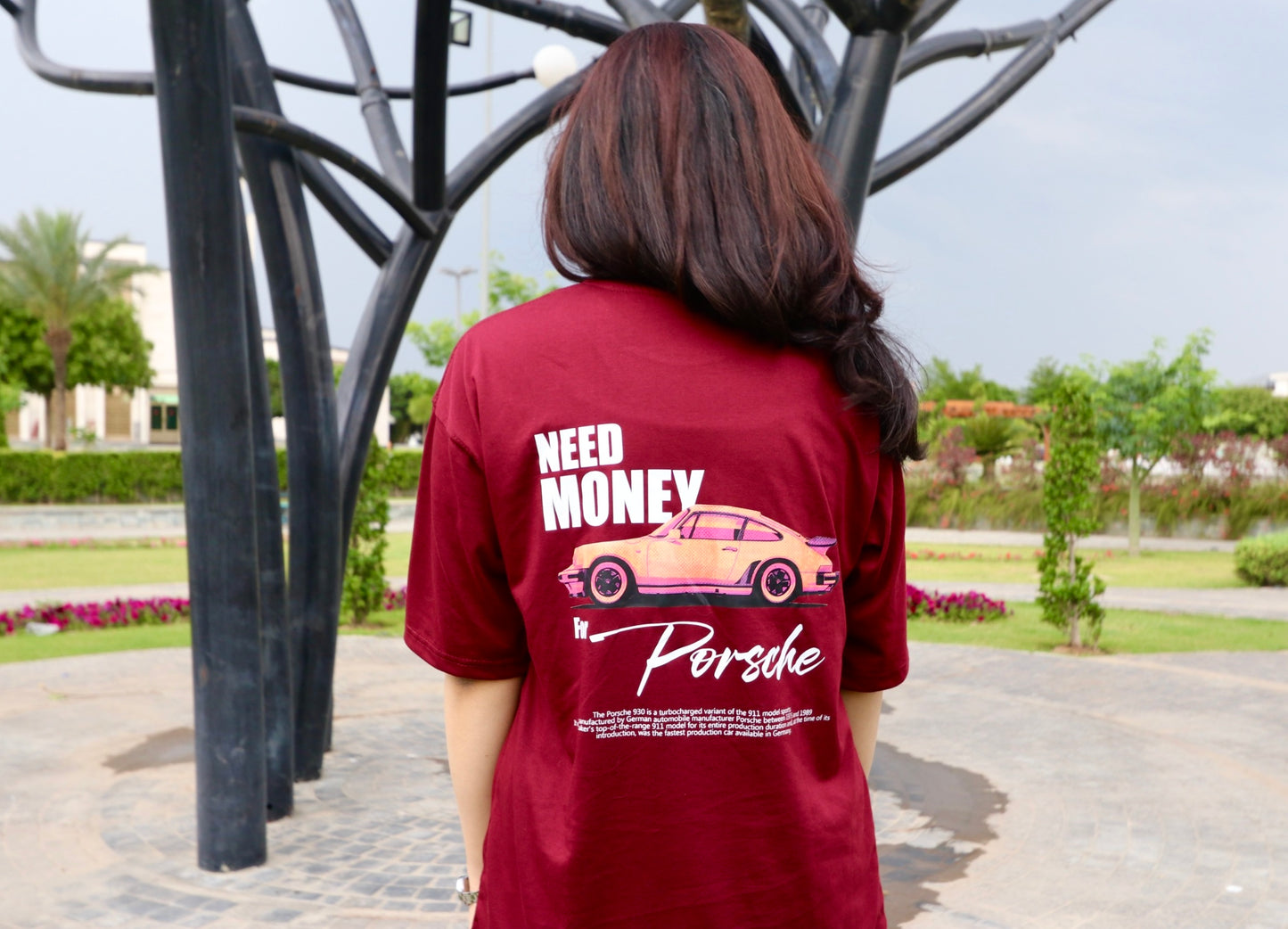 NEED MONEY FOR PORSCHE (MAROON) - OVERSIZED